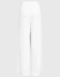 Wide-Leg Leinen-Bundfalten-Hose Plis