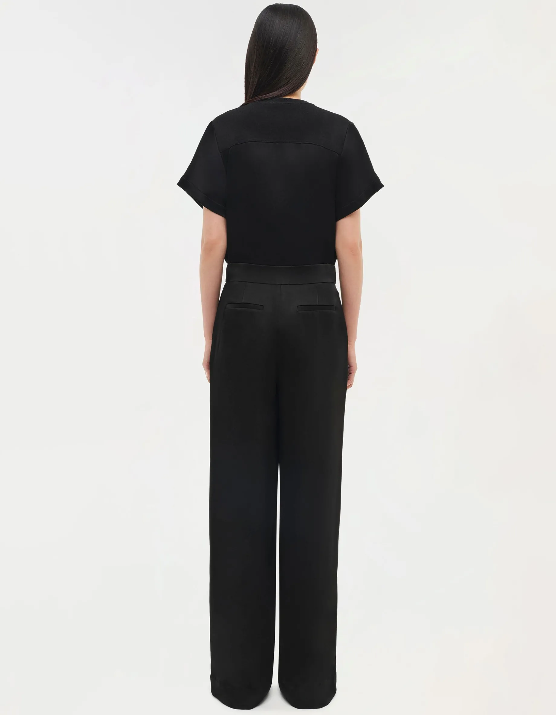 Wide-Leg Satin-Hose
