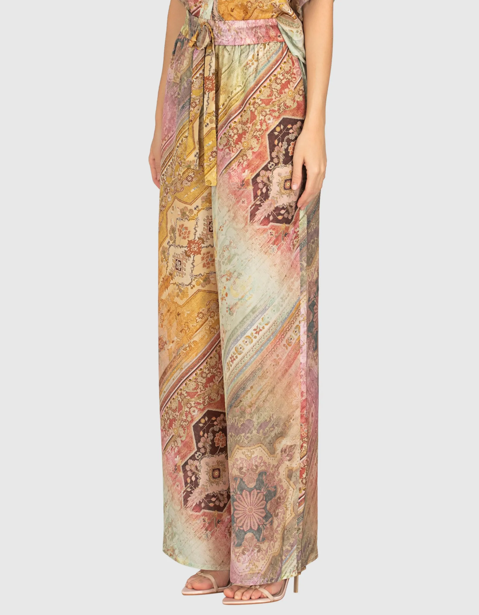 Wide-Leg Seidenhose Tallow