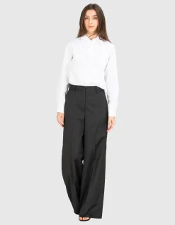 Wide-Leg Woll-Bundfaltenhose