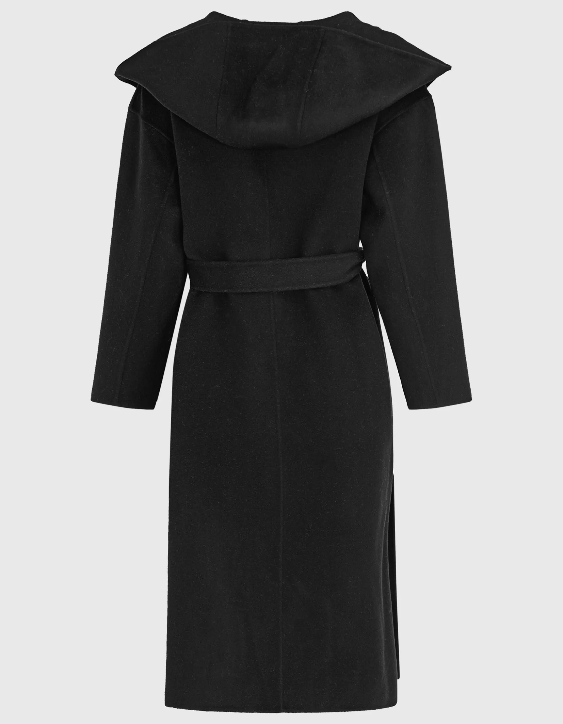 Woll-Mantel mit Kapuze und Bindegürtel