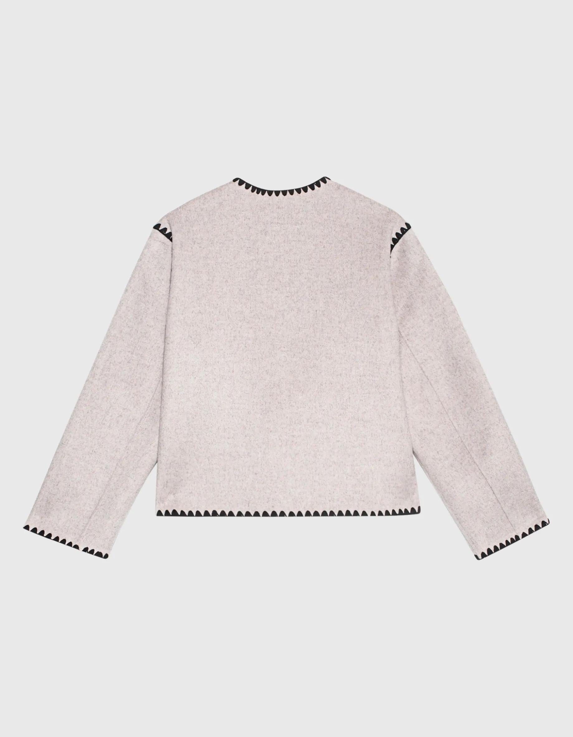 Woll-Mix Boxy-Jacke mit Ziernähten