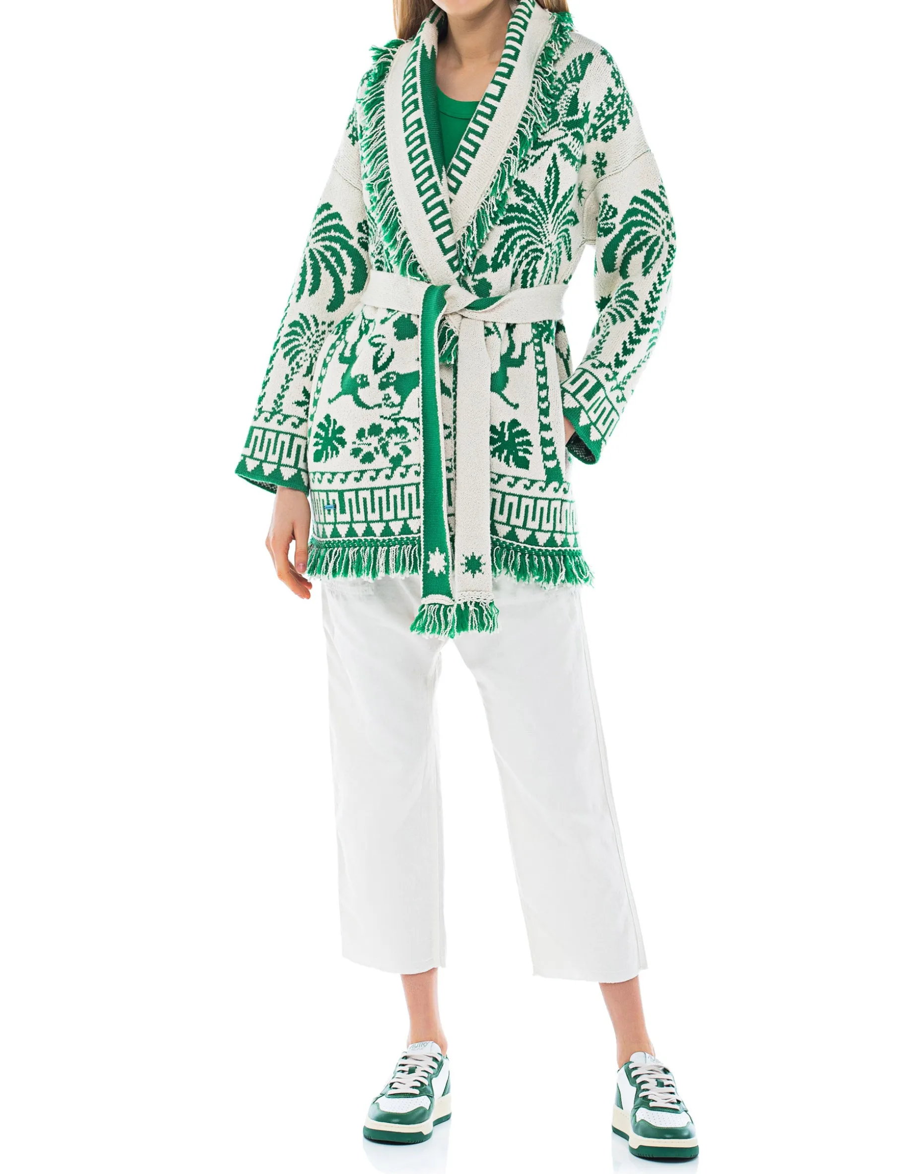 Woll-Mix Cardigan mit Bindegürtel